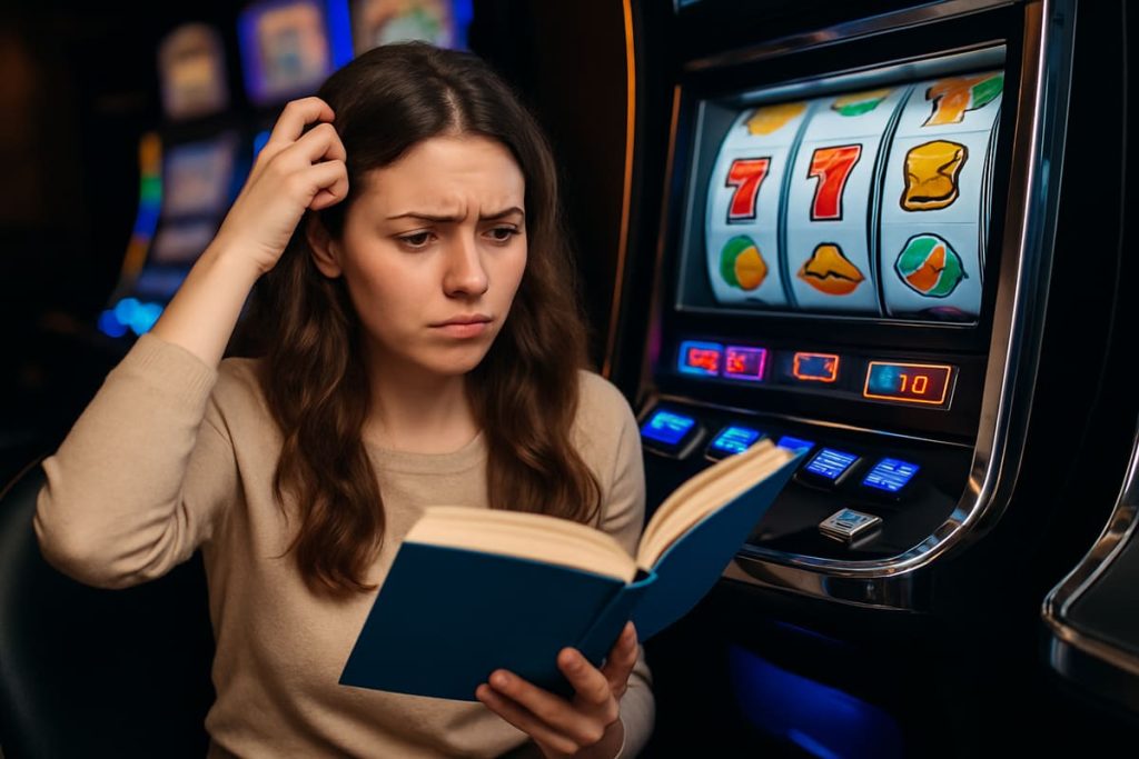 a woman is reading about slots terminology